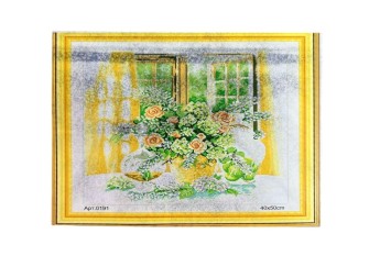 Siuvinėjimo paveikslas su siūlais 40x50cm Gėlės