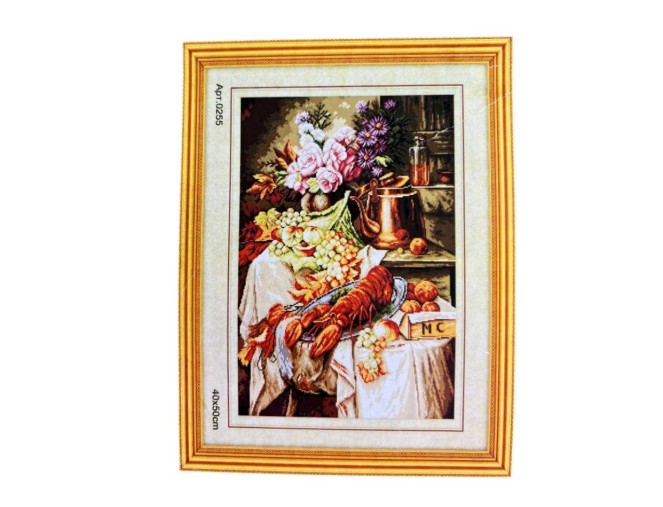 Embroidery picture with thread, 40x50 cm, Flowers and Fruits