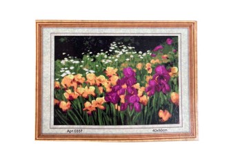 Siuvinėjimo paveikslas su siūlais 40x50cm Gėlių pieva
