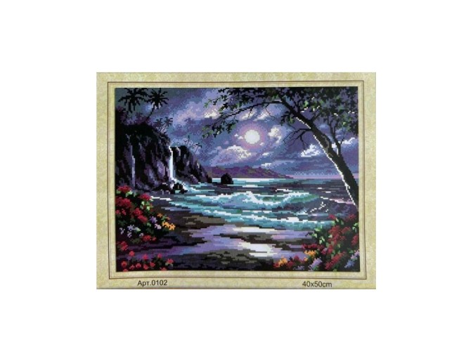 Embroidery picture with thread, 40x50 cm, Landscape