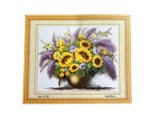 Embroidery Picture with Threads, 40x50 cm, Sunflowers