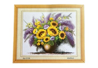 Siuvinėjimo paveikslas su siūlais 40x50cm Saulėgrąžos