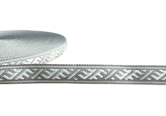 Tautinė juostelė 12mm Pilka balta