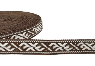 Tautinė juostelė 12mm Ruda balta
