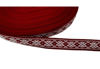 Tautinė juostelė 15mm Bordo balta