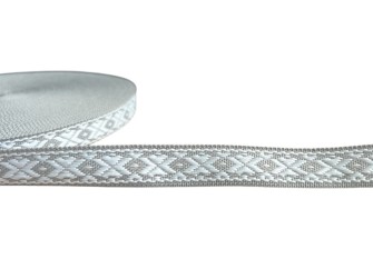 Tautinė juostelė 15mm Pilka balta