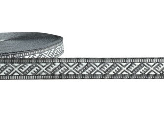 Tautinė juostelė 15mm Pilka balta