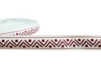 Tautinė juostelė 18mm Balta bordo
