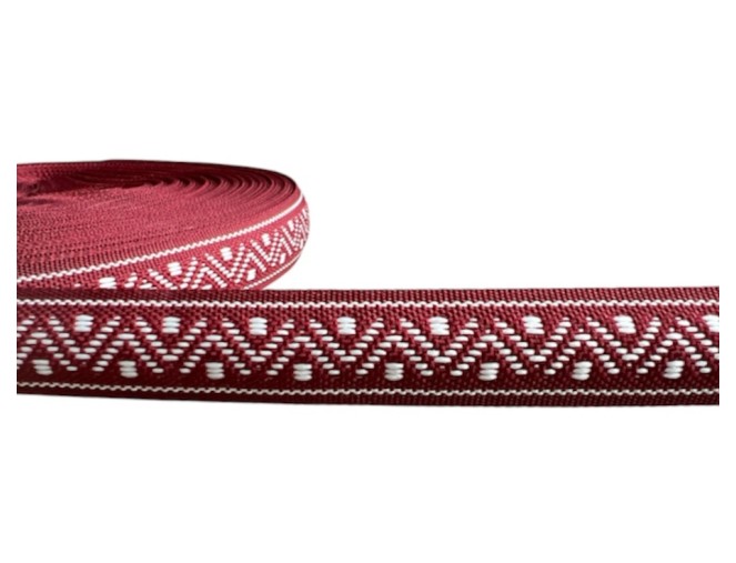 Tautinė juostelė 18mm Bordo balta
