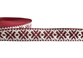Tautinė juostelė 20mm Bordo balta