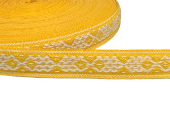 Tautinė juostelė 20mm Geltona balta