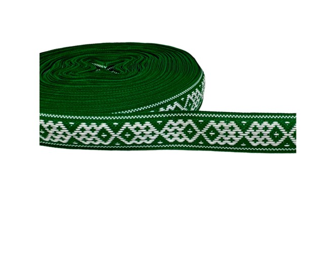 Tautinė juostelė 20mm Žalia balta