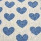 Teddy fabric Blue hearts on cream background pigiau