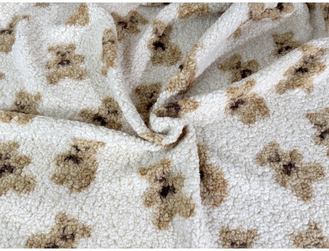 Teddy fabric, "Little Bears," cream-colored, 320 g/sq. m.