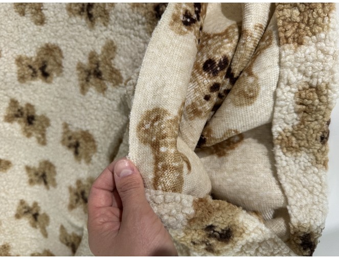 Teddy fabric, "Little Bears," cream-colored, 320 g/sq. m. internetu