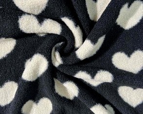 Teddy fabric hearts in black Teddy fabric hearts in black