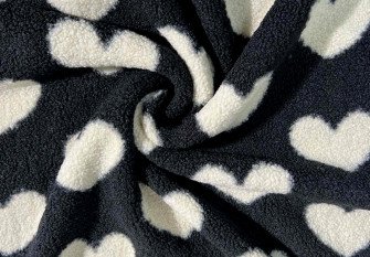 Teddy fabric hearts in black